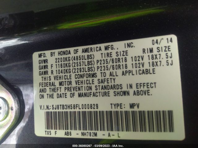 5J8TB3H58FL000829 Acura Rdx Tech Pkg
