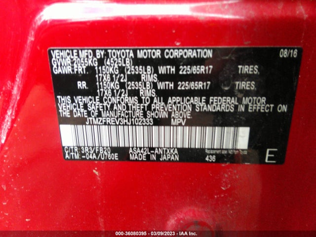 Toyota RAV4 LE 2017 JTMZFREV3HJ102333 Image 10