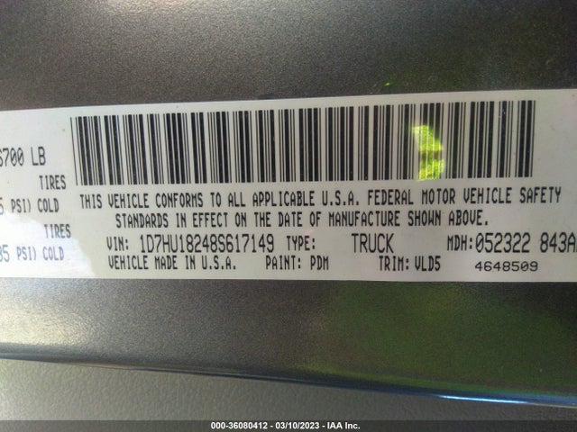 Dodge RAM 1500 2008 1D7HU18248S617149 Image 10