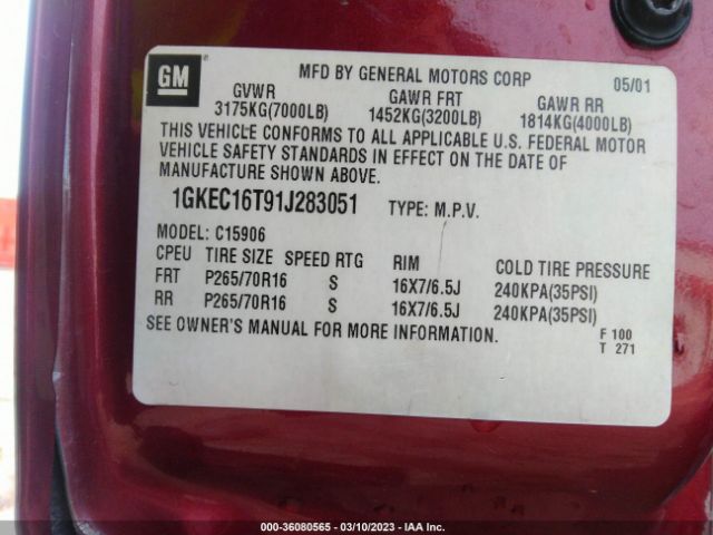1GKEC16T91J283051 GMC Yukon Xl Slt