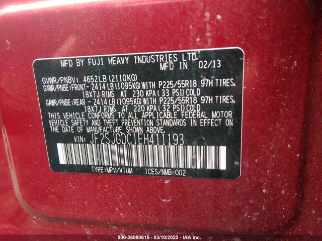 JF2SJGDC1EH411193 Subaru Forester 2.0xt Premium