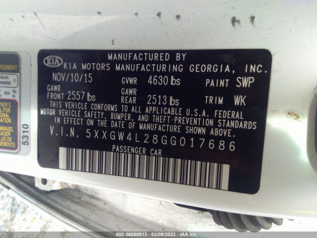 5XXGW4L28GG017686 KIA Optima Sx Turbo