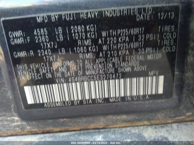 4S4BRBCC5E3270472 Subaru Outback 2.5i Premium