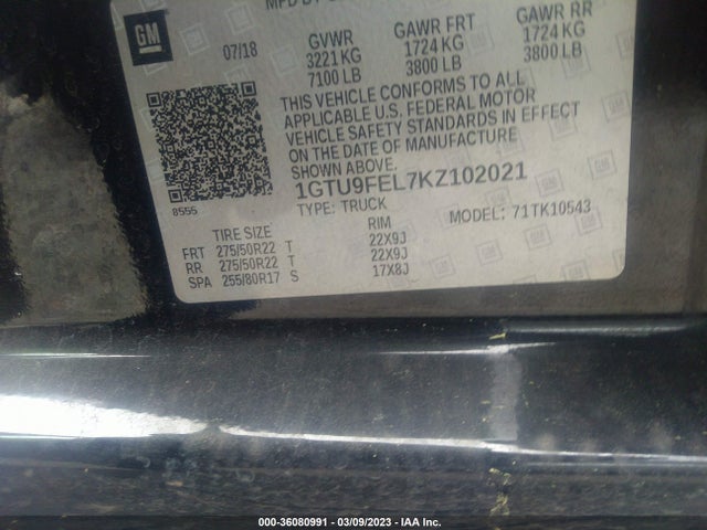 GMC Sierra 1500 Denali 2019 1GTU9FEL7KZ102021 Image 9