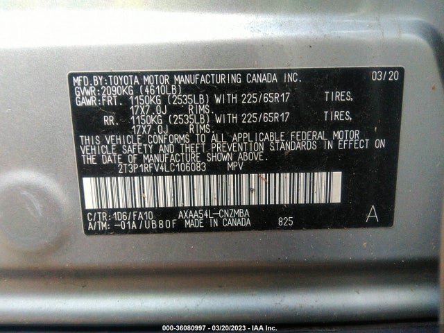 Toyota Rav4 Xle 2020 2T3P1RFV4LC106083 Image 11