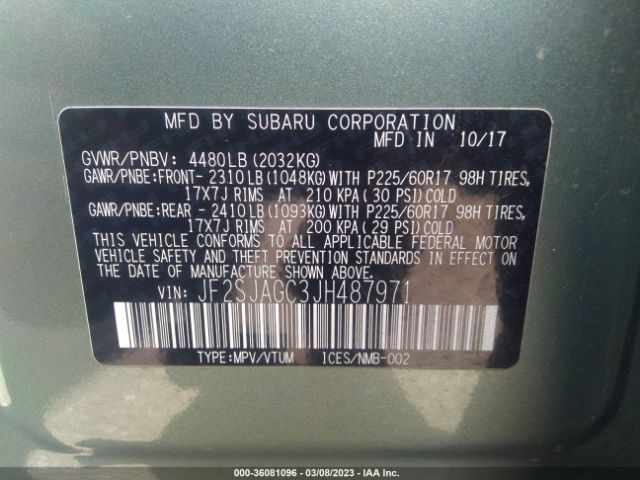 JF2SJAGC3JH487971 Subaru Forester Premium