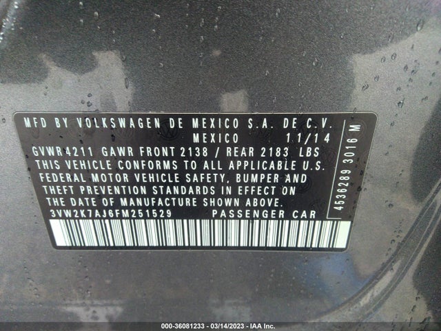 3VW2K7AJ6FM251529 Volkswagen Jetta Sedan 2.0l S W/technology