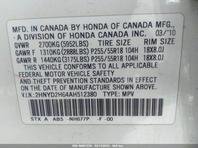 Acura Mdx Technology Pkg 2010 2HNYD2H64AH512380 Image 11