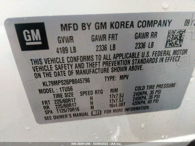 Chevrolet Trailblazer Lt 2023 KL79MPS26PB045796 Image 9