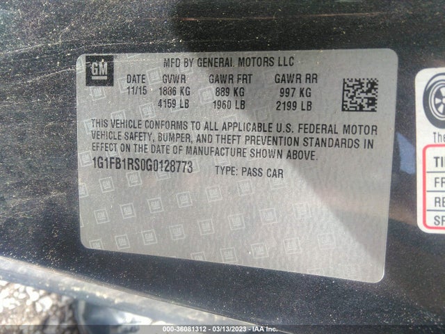 Chevrolet Camaro 1lt 2016 1G1FB1RS0G0128773 Image 11