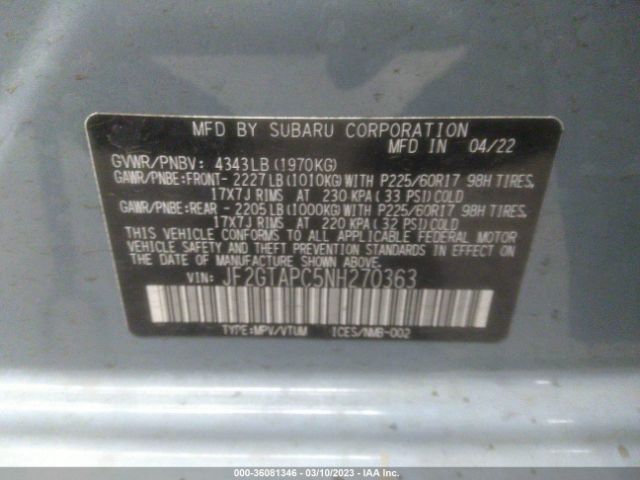 JF2GTAPC5NH270363 Subaru Crosstrek Premium