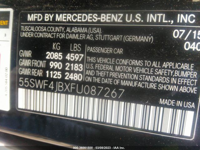 55SWF4JBXFU087267 Mercedes-Benz C-class C 300