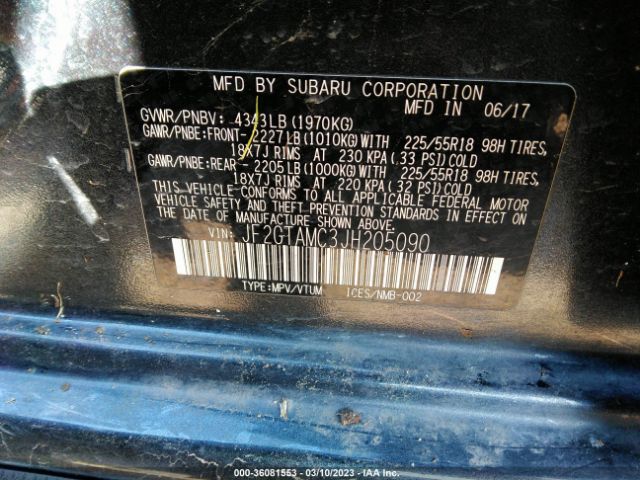 JF2GTAMC3JH205090 Subaru Crosstrek Limited