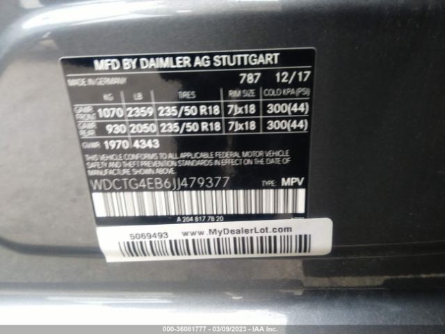 WDCTG4EB6JJ479377 Mercedes-Benz Gla Gla 250