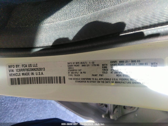1C6RRFBG0NN263813 RAM 1500 Big Horn