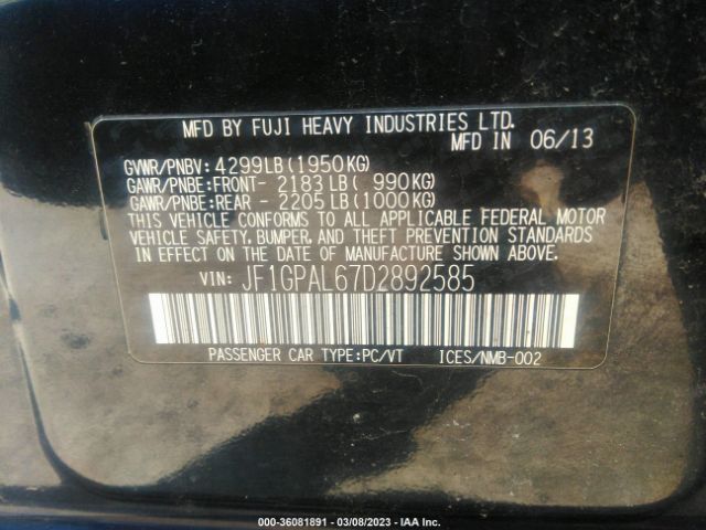 JF1GPAL67D2892585 Subaru Impreza Wagon 2.0i Sport Premium