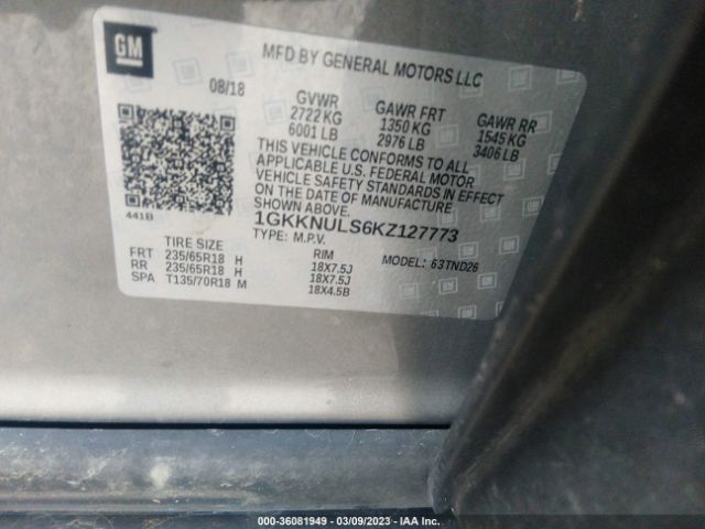 1GKKNULS6KZ127773 GMC ACADIA SLT