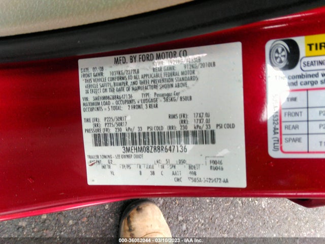 3MEHM08Z88R647136 Mercury Milan Premier