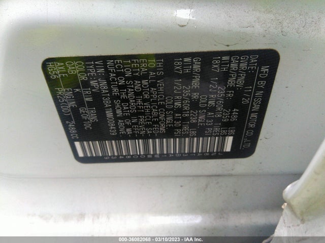 Nissan ROGUE SV 2021 JN8AT3BA1MW008439 Image 9