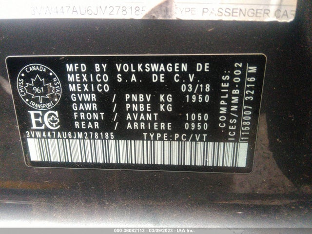 3VW447AU6JM278185 Volkswagen Golf Gti S/se/autobahn