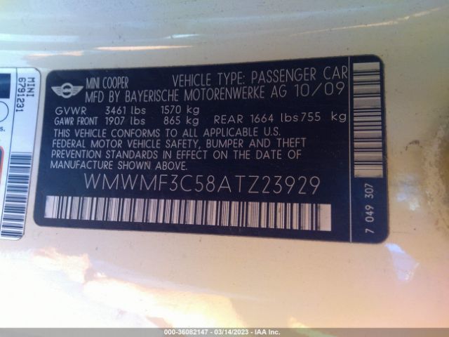 WMWMF3C58ATZ23929 Mini COOPER HARDTOP