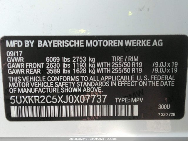 BMW X5 Sdrive35i 2018 5UXKR2C5XJ0X07737 Image 9