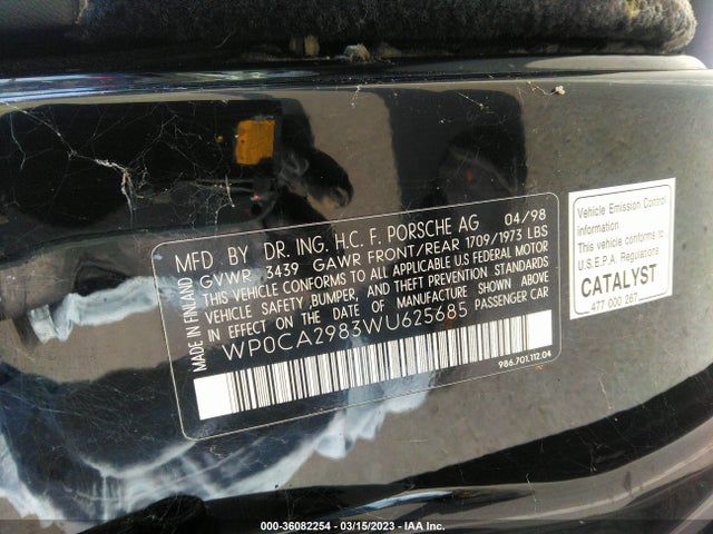 1998 PORSCHE BOXSTER WP0CA2983WU625685 Photo 8