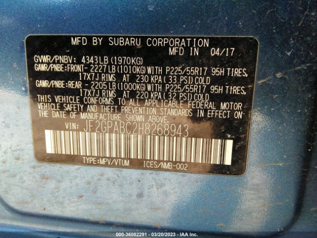 JF2GPABC2H8268943 Subaru Crosstrek Premium