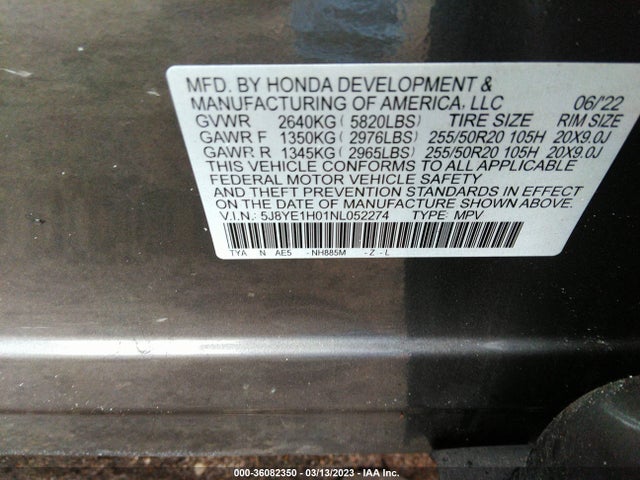 2022 Acura MDX, VIN: 5J8YE1H01NL052274