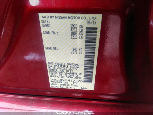 Nissan ALTIMA 2.5 2015 1N4AL3APXFC457520 Image 9