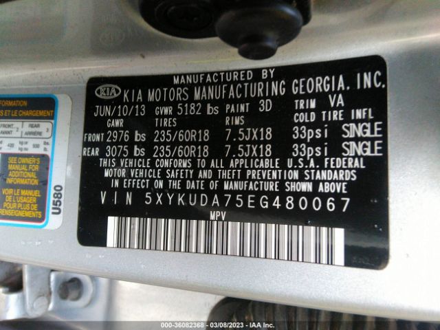 5XYKUDA75EG480067 KIA SORENTO EX