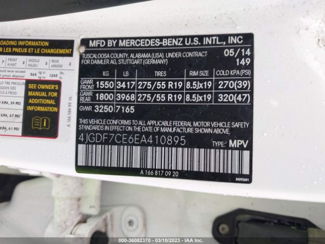 4JGDF7CE6EA410895 Mercedes-Benz Gl-class Gl 450