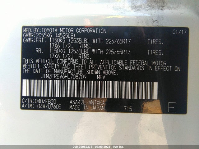 Toyota RAV4 LE 2017 JTMZFREV6HJ708709 Image 9