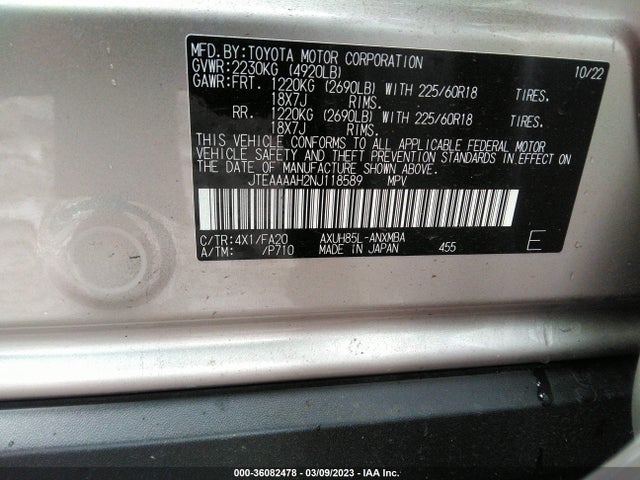2022 Toyota Venza, VIN: JTEAAAAH2NJ118589