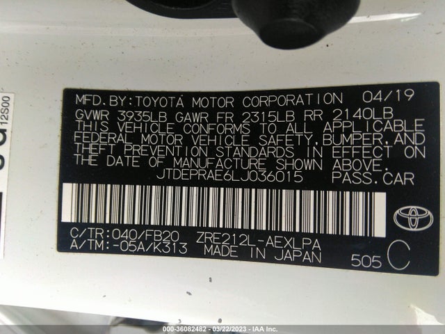 Toyota COROLLA LE 2020 JTDEPRAE6LJ036015 Image 9