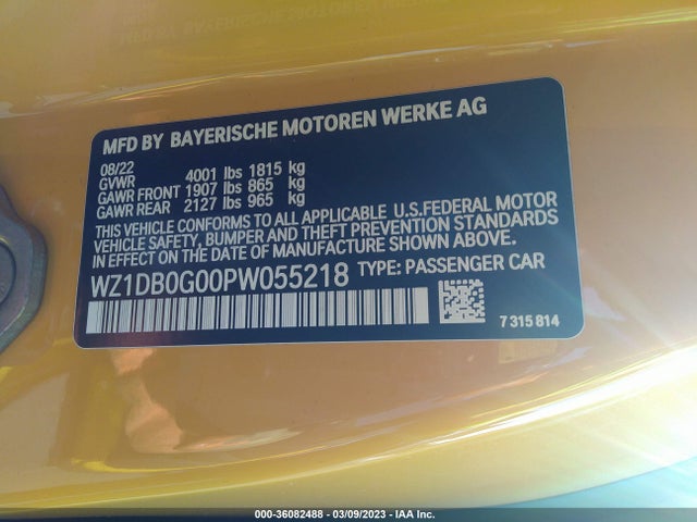 2023 Toyota Supra, VIN: WZ1DB0G00PW055218