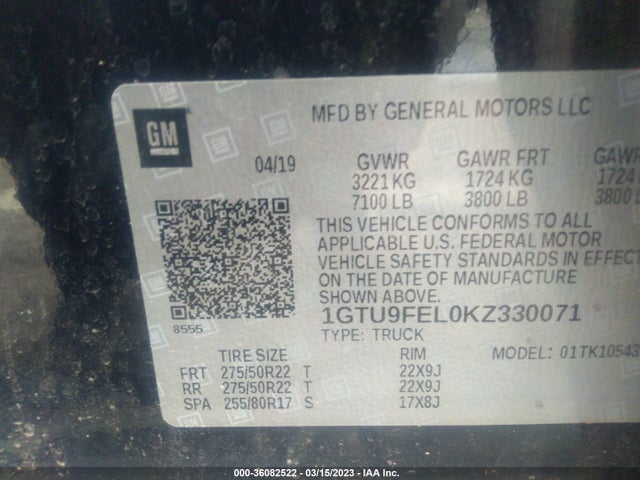 GMC Sierra 1500 Denali 2019 1GTU9FEL0KZ330071 Image 10