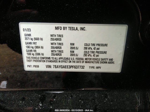 Tesla Model Y Long Range 2023 7SAYGAEE3PF637732 Image 10