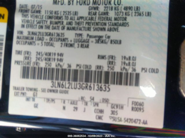 3LN6L2LU3GR613635 Lincoln MKZ HYBRID