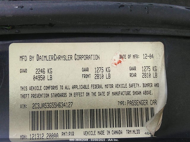 Chrysler 300 2005 2C3JA53G55H634127 Image 10