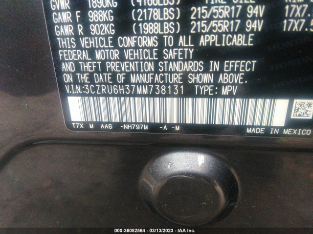2021 HONDA HR-V LX VIN: 3CZRU6H37MM738131