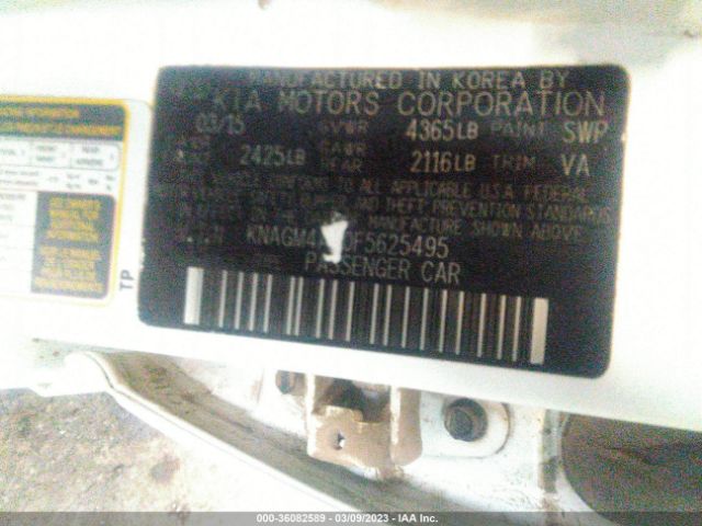 KNAGM4A70F5625495 KIA Optima Lx