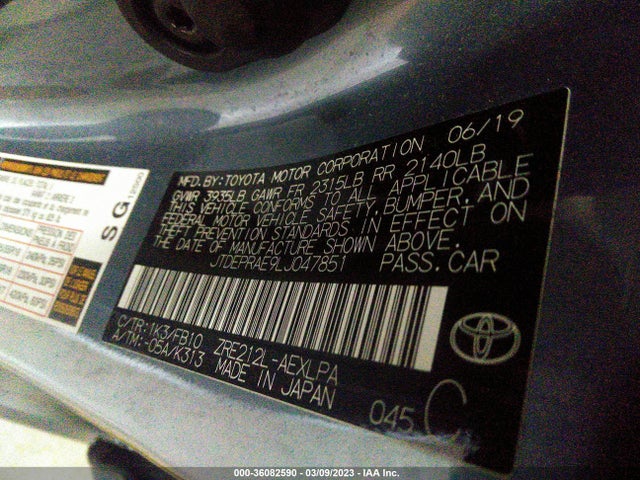Toyota COROLLA LE 2020 JTDEPRAE9LJ047851 Image 9