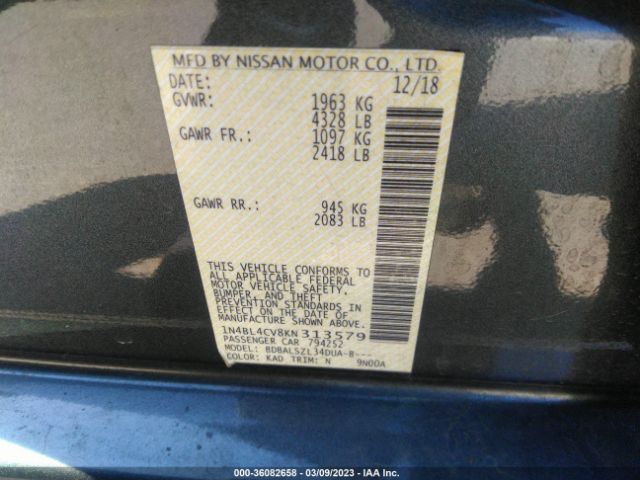 1N4BL4CV8KN313579 Nissan Altima 2.5 Sr