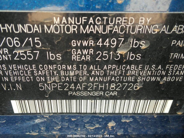 Hyundai Sonata 2.4l Se 2015 5NPE24AF2FH182726 Image 9