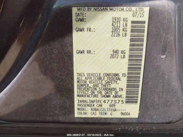 1N4AL3AP3FC477575 Nissan ALTIMA 2.5