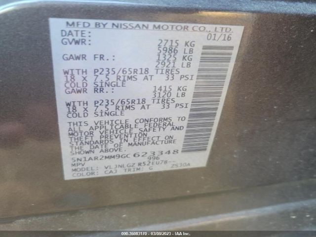 5N1AR2MM9GC623348 Nissan PATHFINDER