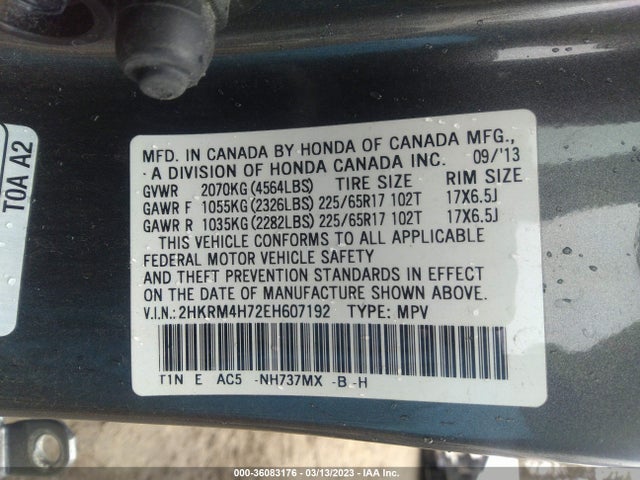 Honda Cr-v Ex-l 2014 2HKRM4H72EH607192 Image 9