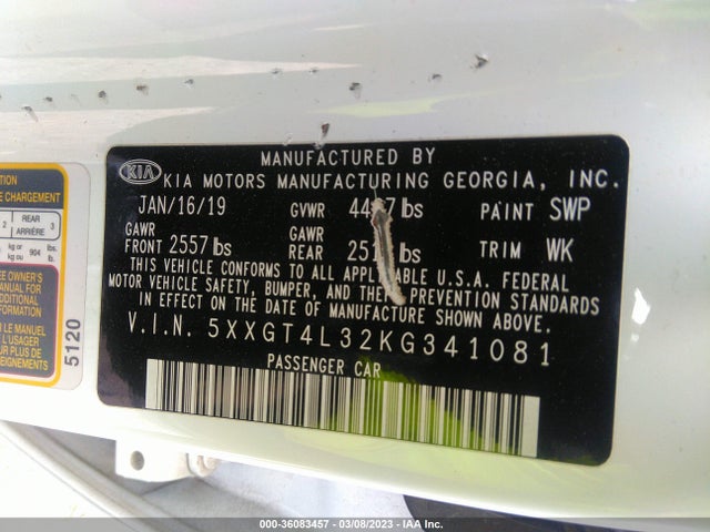KIA Optima Lx 2019 5XXGT4L32KG341081 Image 9