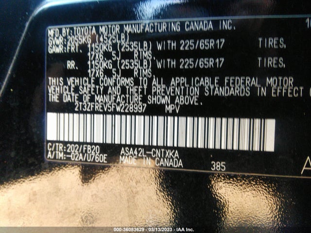 Toyota RAV4 LE 2015 2T3ZFREV5FW228997 Image 10